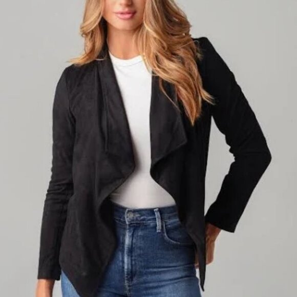 BB Dakota Women's Black Asymmetrical Faux Suade Drape Jacket size M - Picture 10 of 15